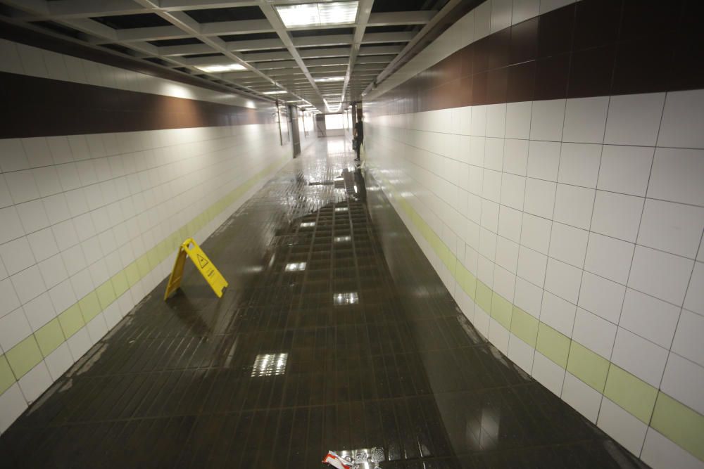 La estación de metro Turia, afectada por las lluvias