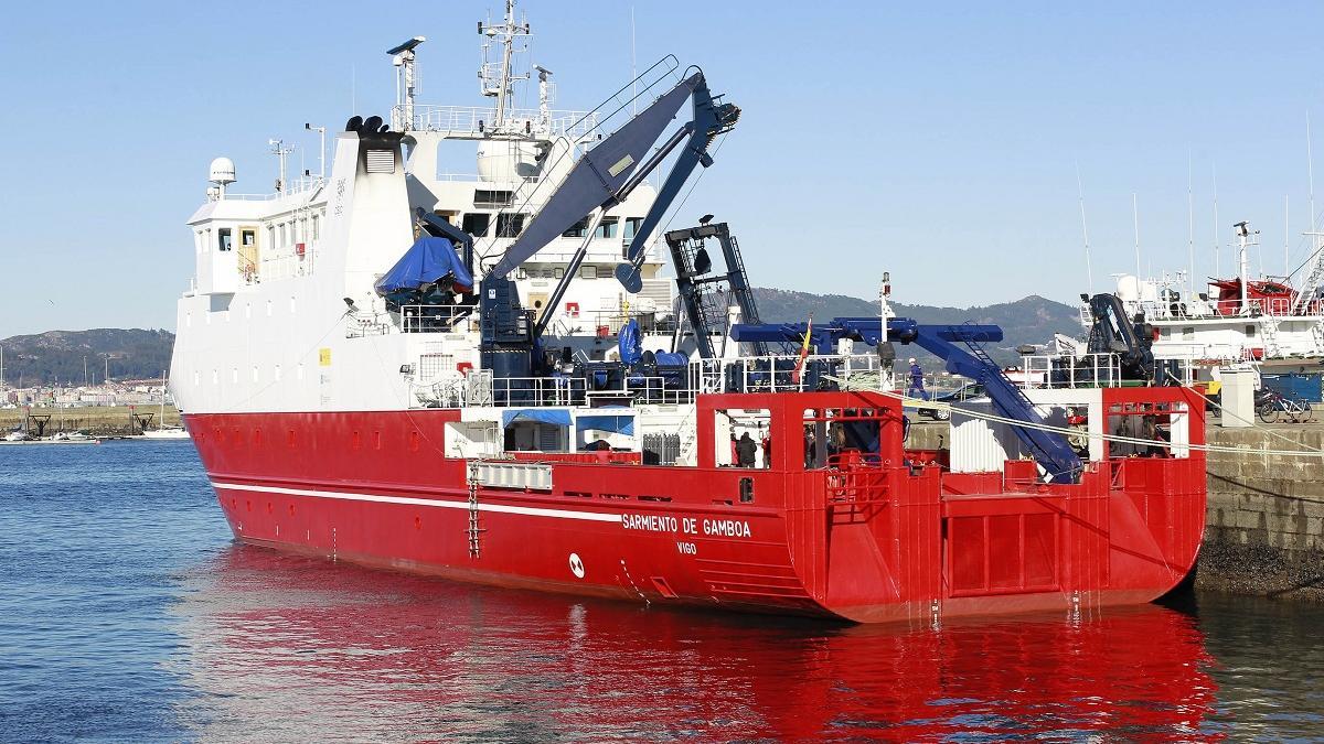 El buque oceanográfico Sarmiento de Gamboa en Vigo.