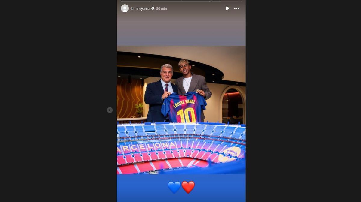 Captura del Stories de Lamine Yamal.