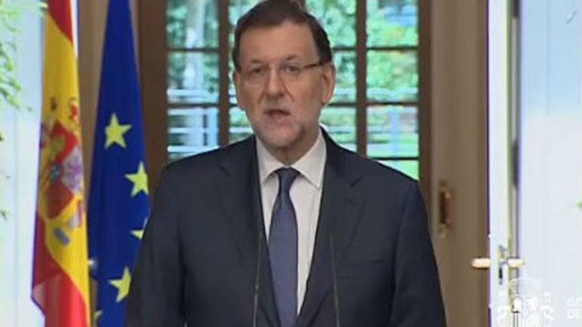 Mariano Rajoy, durante la rueda de prensa en la Moncloa, este viernes.