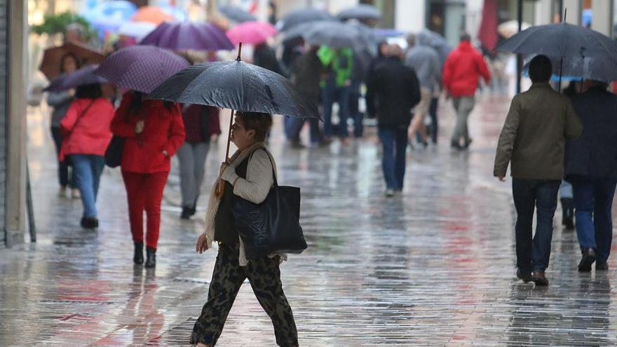 Lluvia en el centro de Málaga.