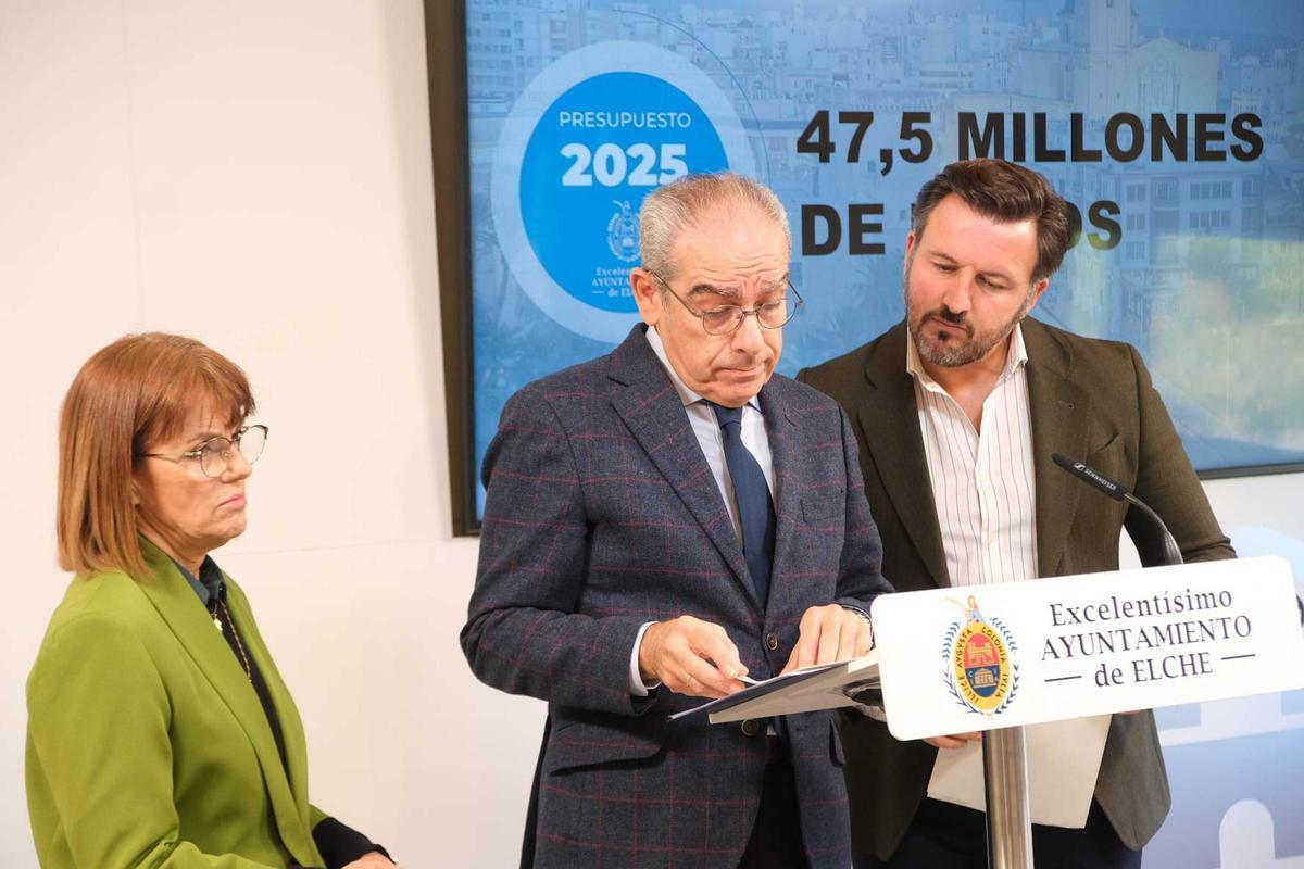 Aurora Rodil, Francisco Soler y Pablo Ruz, este lunes, en la presentación de los presupuestos.