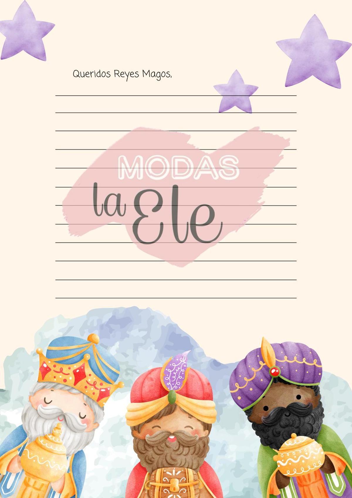 Una de las cartas a los Reyes Magos que se podrá conseguir en Modas La Ele