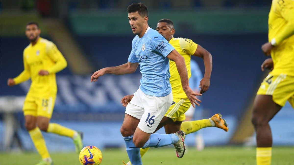 Rodri, en un partido del City esta temporada