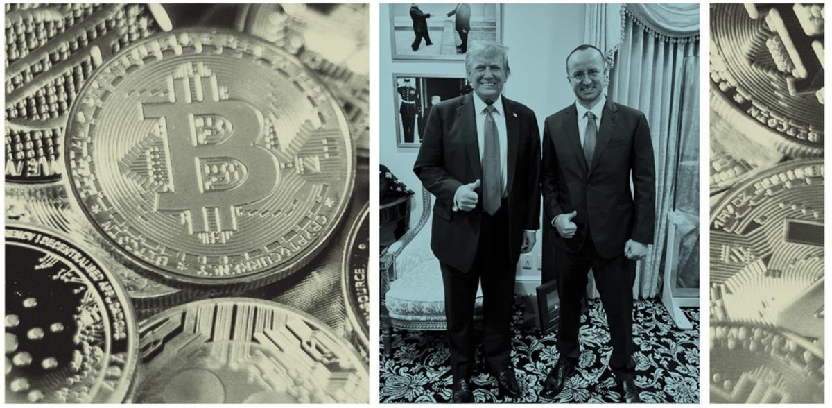 El presidente de EEUU, Donald Trump (i), junto al CEO de Crypto.com, Kris Marszalek (d), en el Despacho Oval.