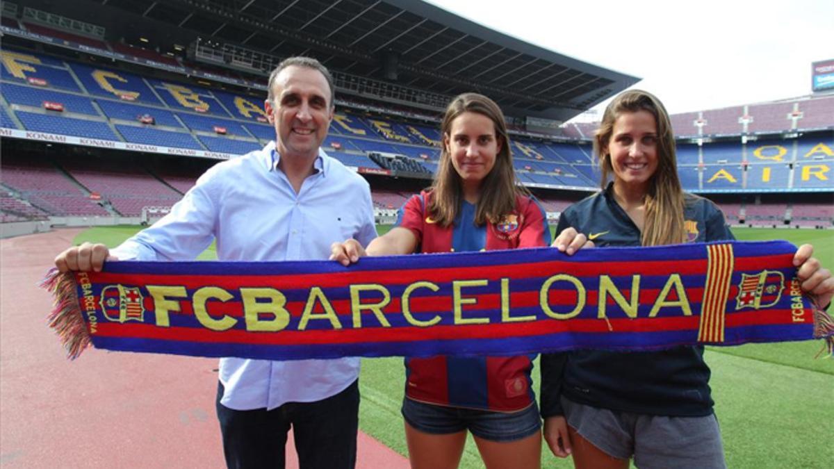 Xesco Espar con sus hijas en el Camp Nou