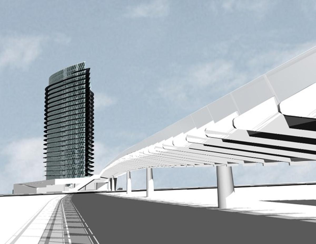 Primera recreación que se hizo en formato digital del proyecto de la Torre del Agua de Zaragoza.