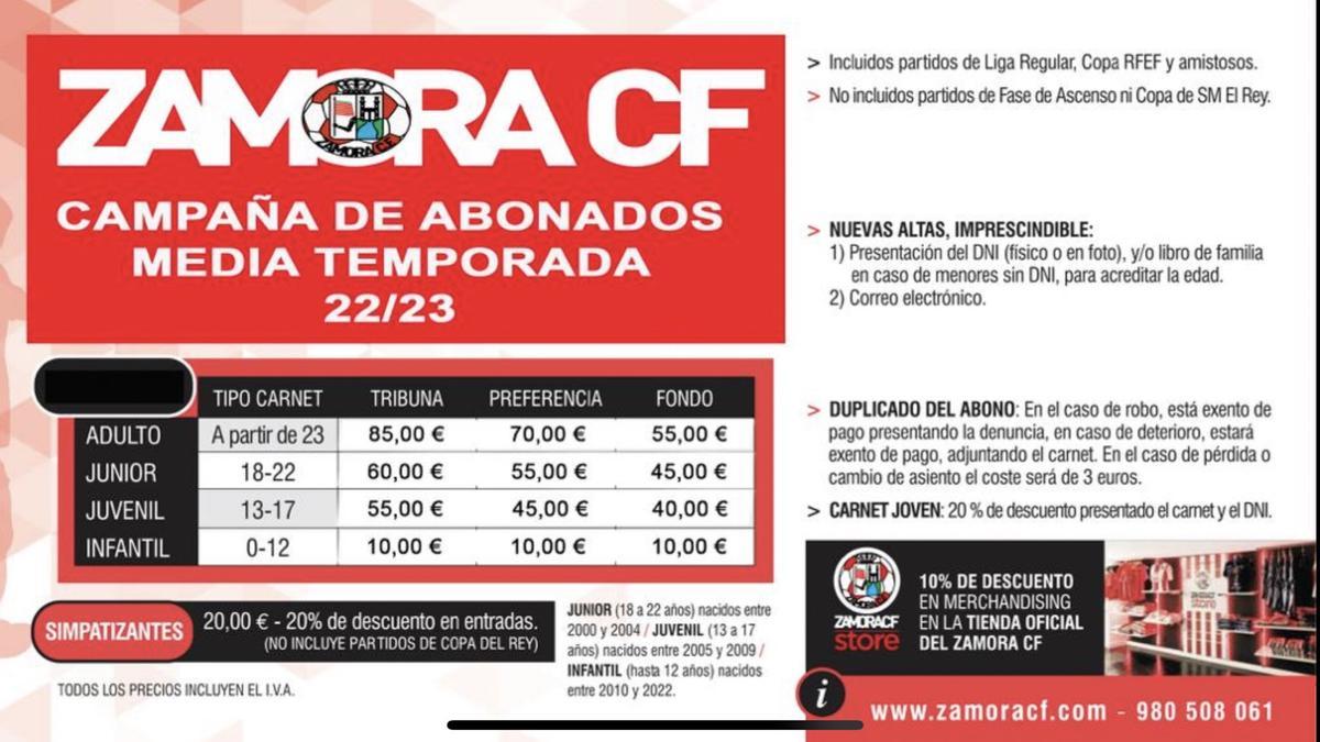 Infografía del coste de los abonos de mitad de temporada del club rojiblanco.