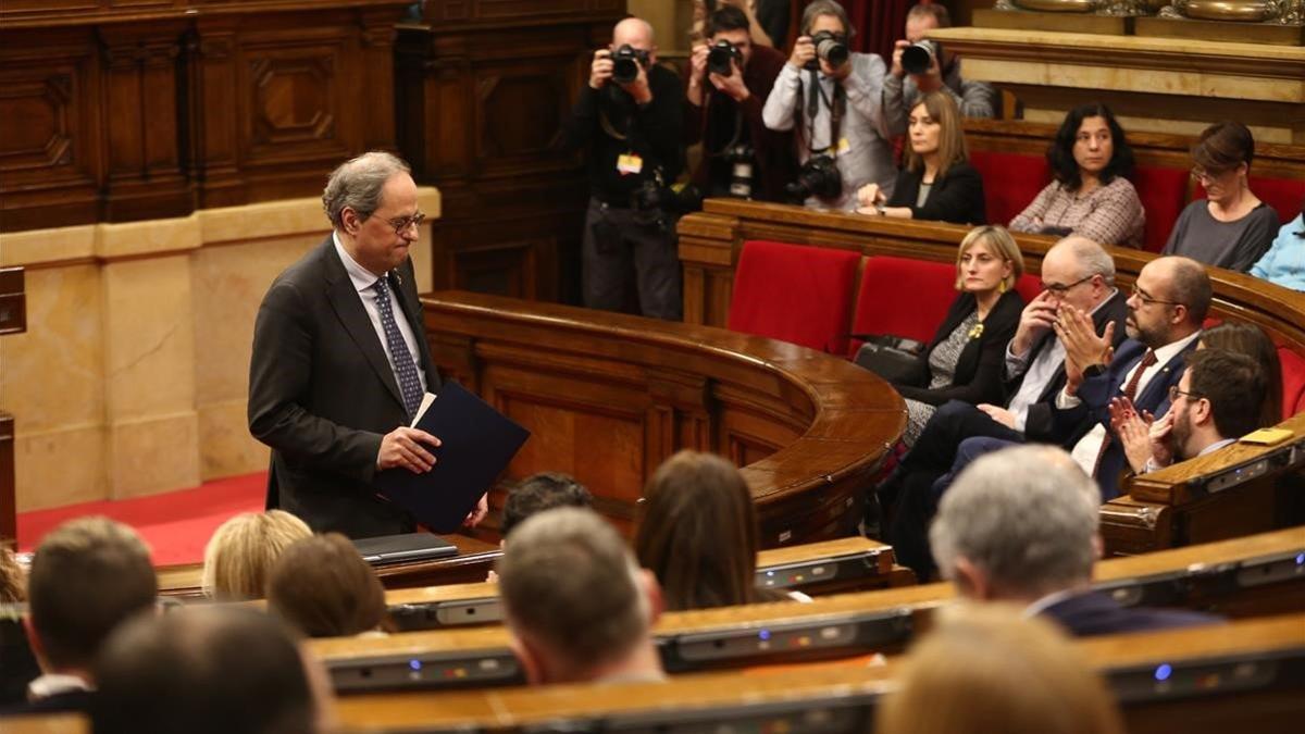 Quim Torra, en el Parlament.