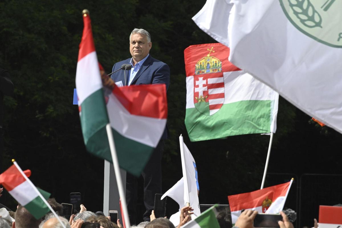 El primer ministro de Hungría, Viktor Orbán, durante un acto electoral