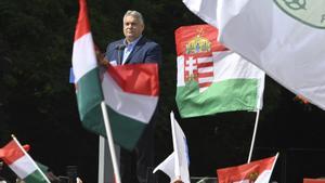 El primer ministro de Hungría, Viktor Orbán, durante un acto electoral