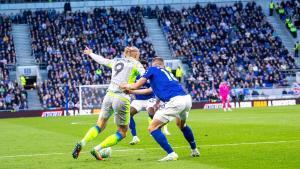 Haaland en una acción ante el Everton