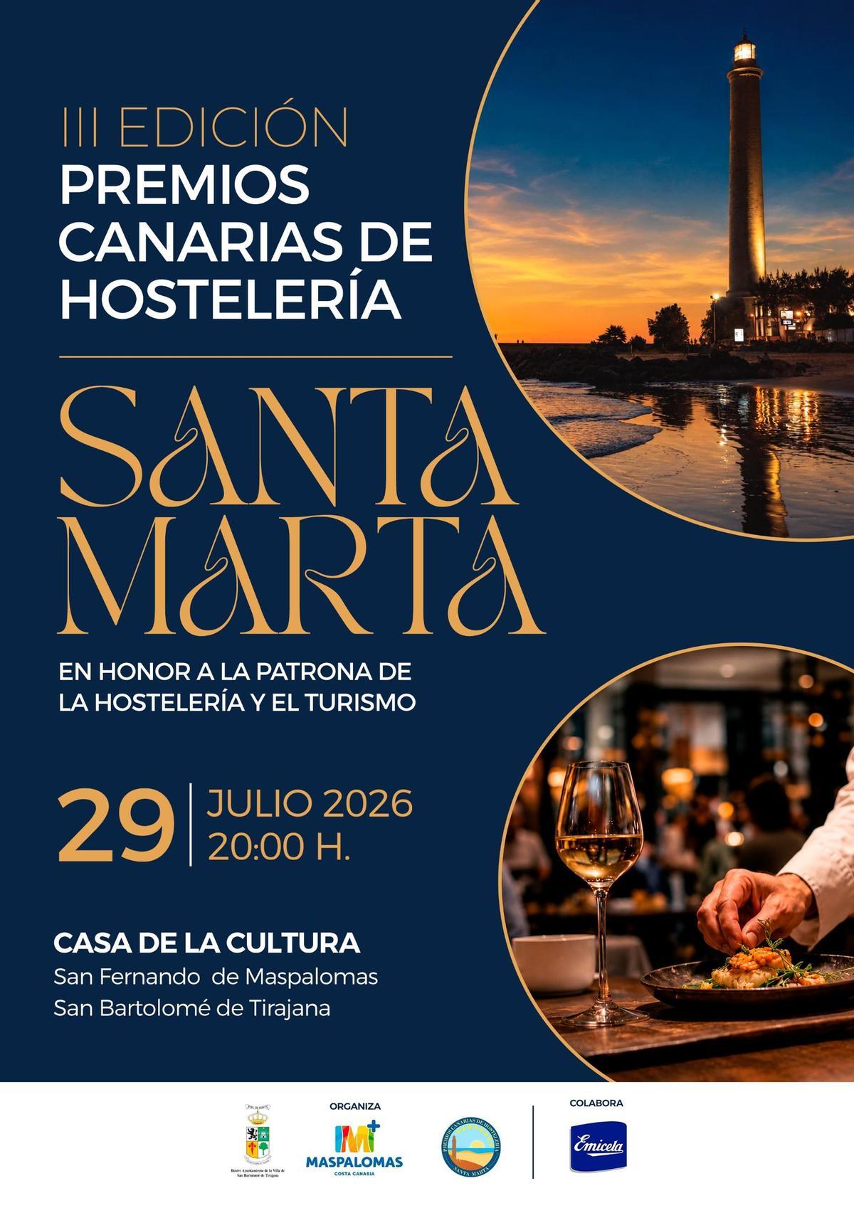 Cartel de la III Edición de los Premios Canarias de Hostelería Santa Marta.
