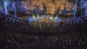 El teatre Grec, durante un concierto del festival de verano del 2015 protagonizado por Yann Tiersen.