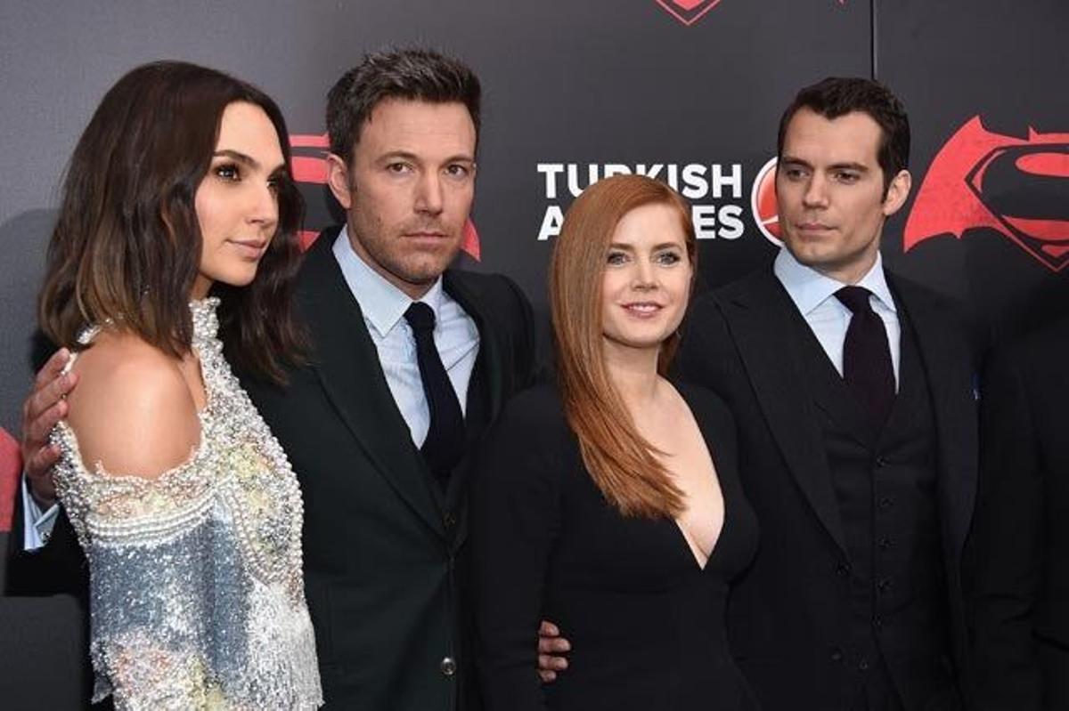 Gal Gadot, Ben Affleck, Amy Adams y Henry Cavill, en la première neoyorquina de 'Batman v Superman'.