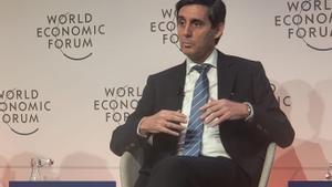 El presidente de Telefónica, José María Álvarez-Pallete, durante su participación en el Foro de Davos.