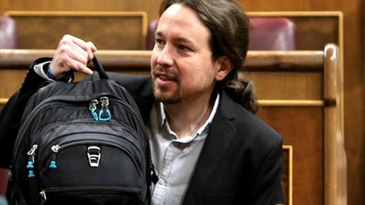 Pablo Iglesias, ayer, en el pleno del Congreso.