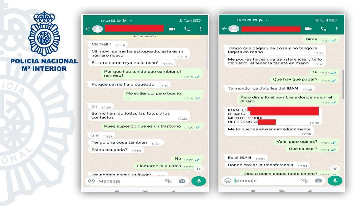 Los timadores contactan con sus víctimas por WhatsApp haciéndose pasar por familiares para pedirles dinero.