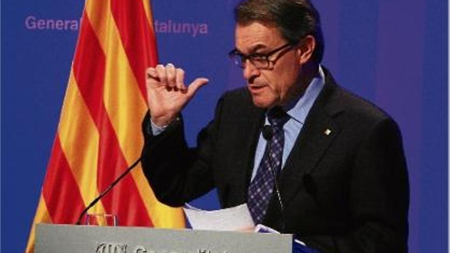 El president de la Generalitat, Artur Mas, durant la seva compareixença al Palau de la Generalitat.