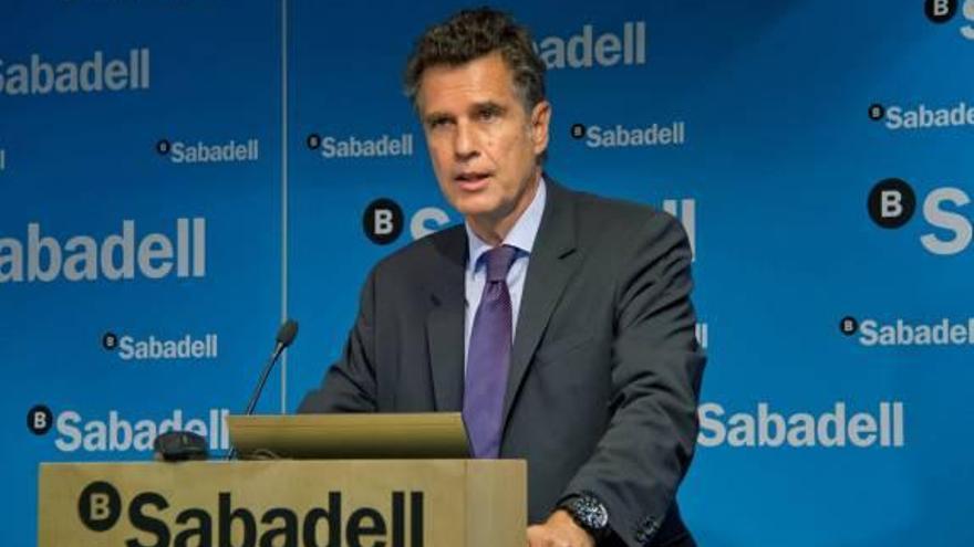 El consejero delegado del Sabadell, Jaume Guardiola, ayer