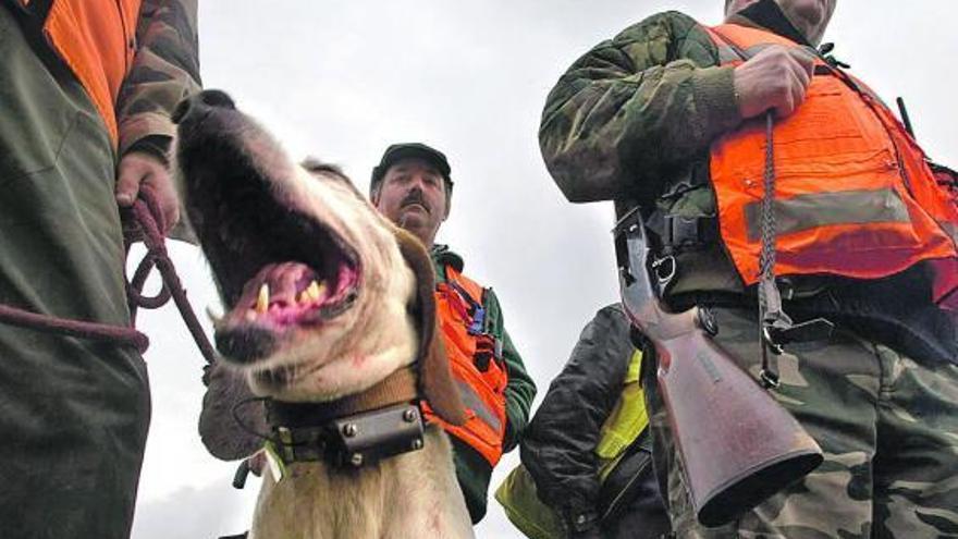 Un grupo de cazadores, durante una cacería de la sociedad de Illas.