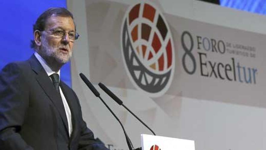 Rajoy, durante su discurso en Exceltur.