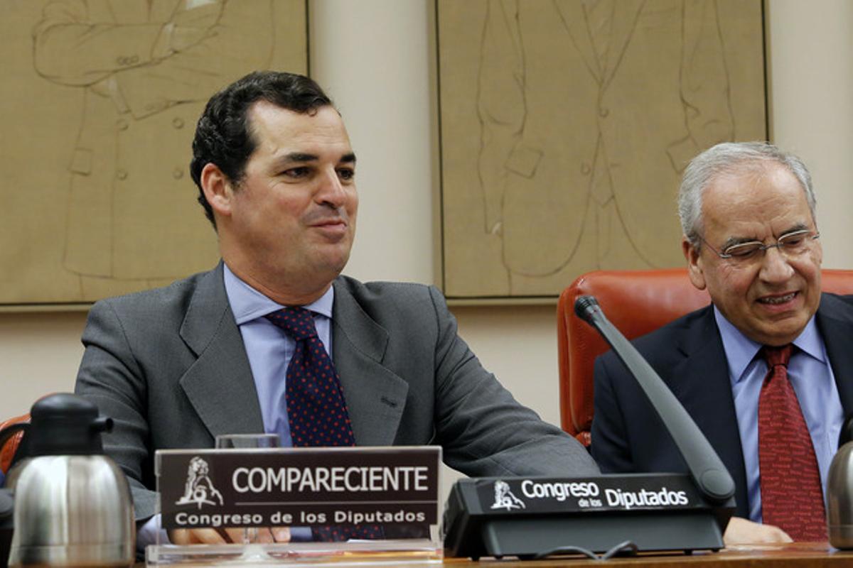 El president de RTVE, Leopoldo González Echenique, compareix a la comissió de pressupostos al Congrés l’octubre del 2013.