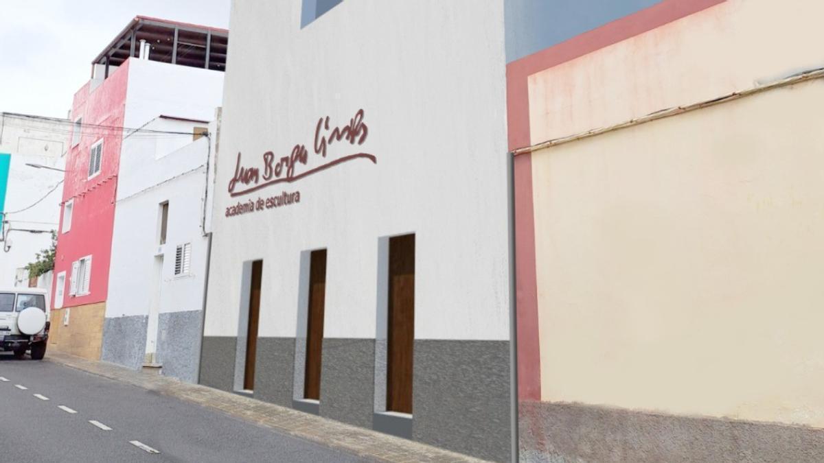 Cartel de la rehabilitación de la casa de Borges Linares.