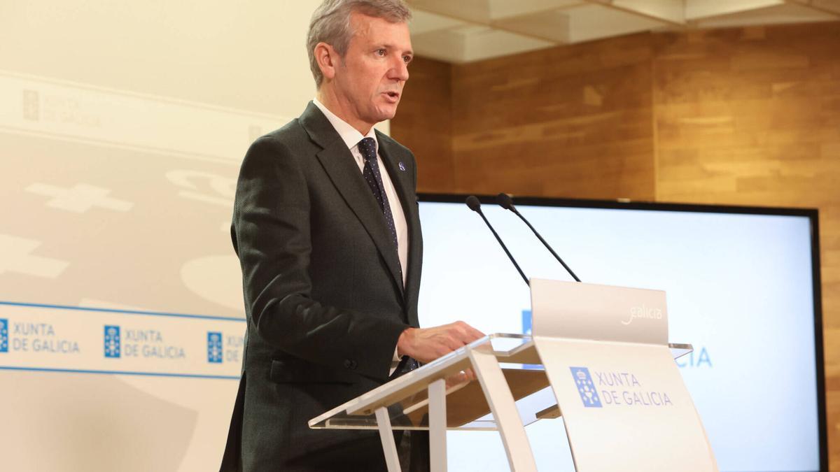 El presidente de la Xunta, en la rueda de prensa posterior al Consello.