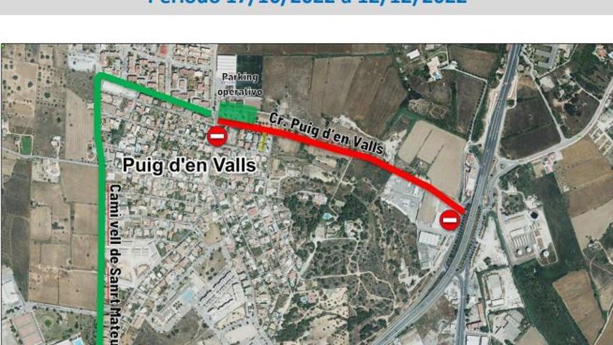Las obras del enlace eléctrico entre Ibiza y Formentera obligan a cortar la carretera de Puig d&#039;en Valls
