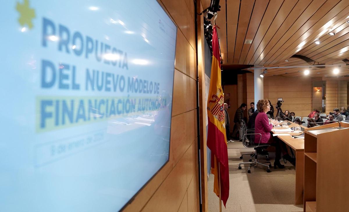 María Jesús Montero, en en ministerio de Hacienda, durante la presentación del nuevo modelo de financiación autonómica