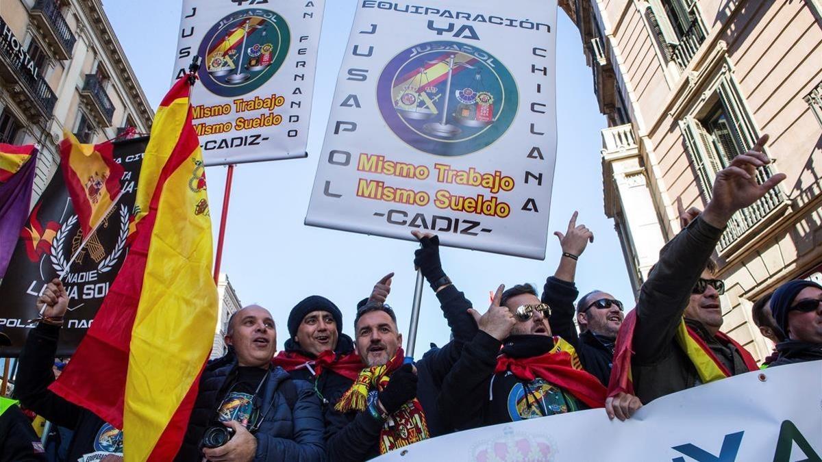 manifestacion  policias barcelona