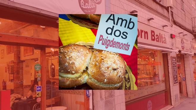"Con dos Puigdemonts": el ingenioso pastel de un conocido horno de Barcelona que causa sensación en el barrio de Sants