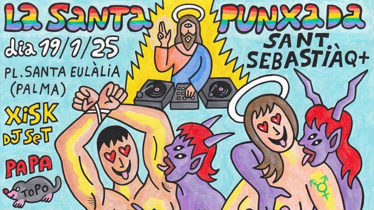 Cartel de Sant Sebastià para la fiesta de Podemos en la Revetla.