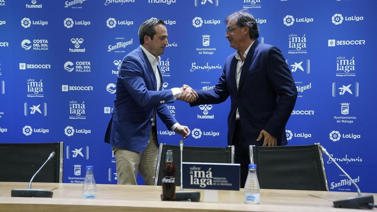 Imagen de la presentación de Loren como director deportivo del Málaga CF.