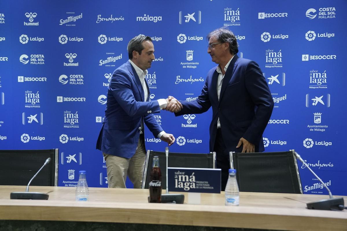 Imagen de la presentación de Loren como director deportivo del Málaga CF.