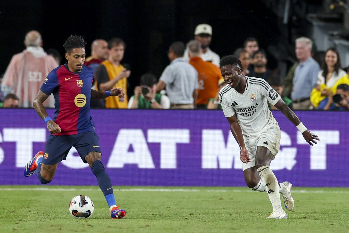 Raphinha y Vinicius, en el amistoso del pasado verano entre Barça y Madrid