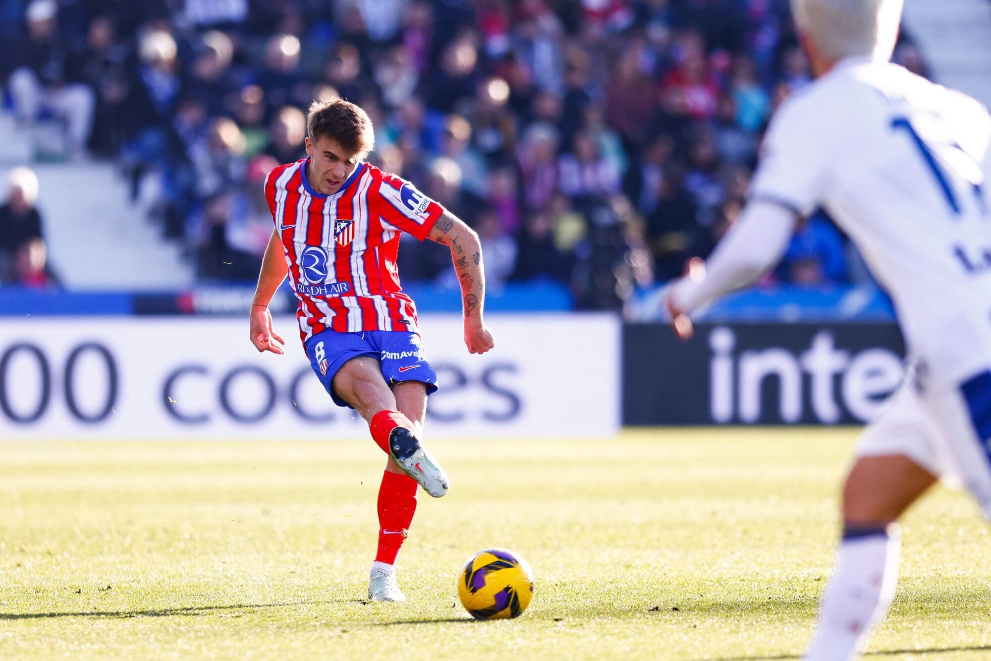 Pablo Barrios of Atletico de Madrid in action during the Spanish League, LaLiga EA Sports, football match played between CD Leganes and Atletico de Madrid at Butarque stadium on January 18, 2025, in Leganes, Madrid, Spain. AFP7 18/01/2025 ONLY FOR USE IN SPAIN. Dennis Agyeman / AFP7 / Europa Press;2025;SPAIN;SPORT;ZSPORT;SOCCER;ZSOCCER;CD Leganes v Atletico de Madrid - LaLiga EA Sports;
