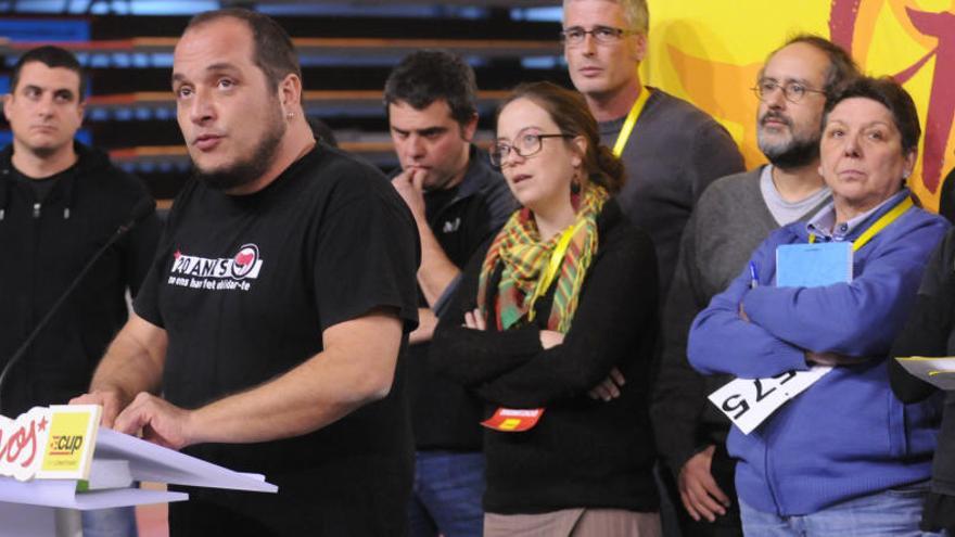 David Fernández durant la seva intervenció a l&#039;assemblea de diumenge passat a Manresa.