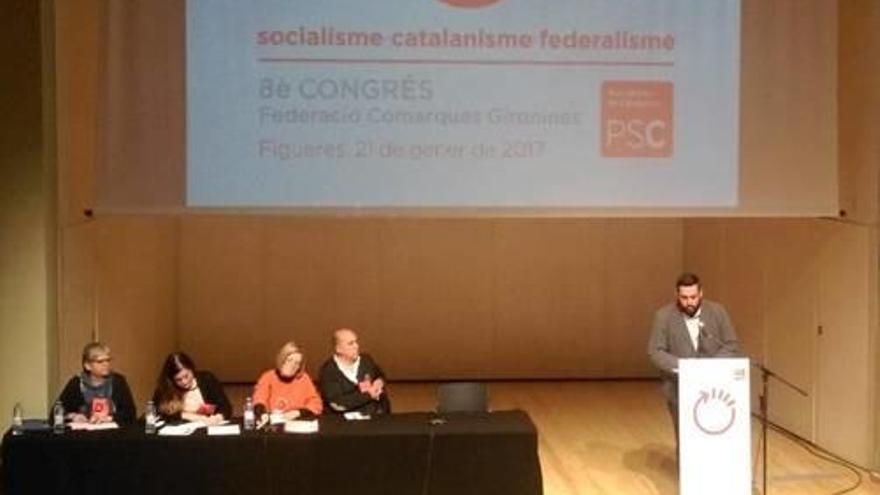 Marc Lamuà, ahir, durant la seva intervenció al Congrés del PSC de les comarques de Girona.