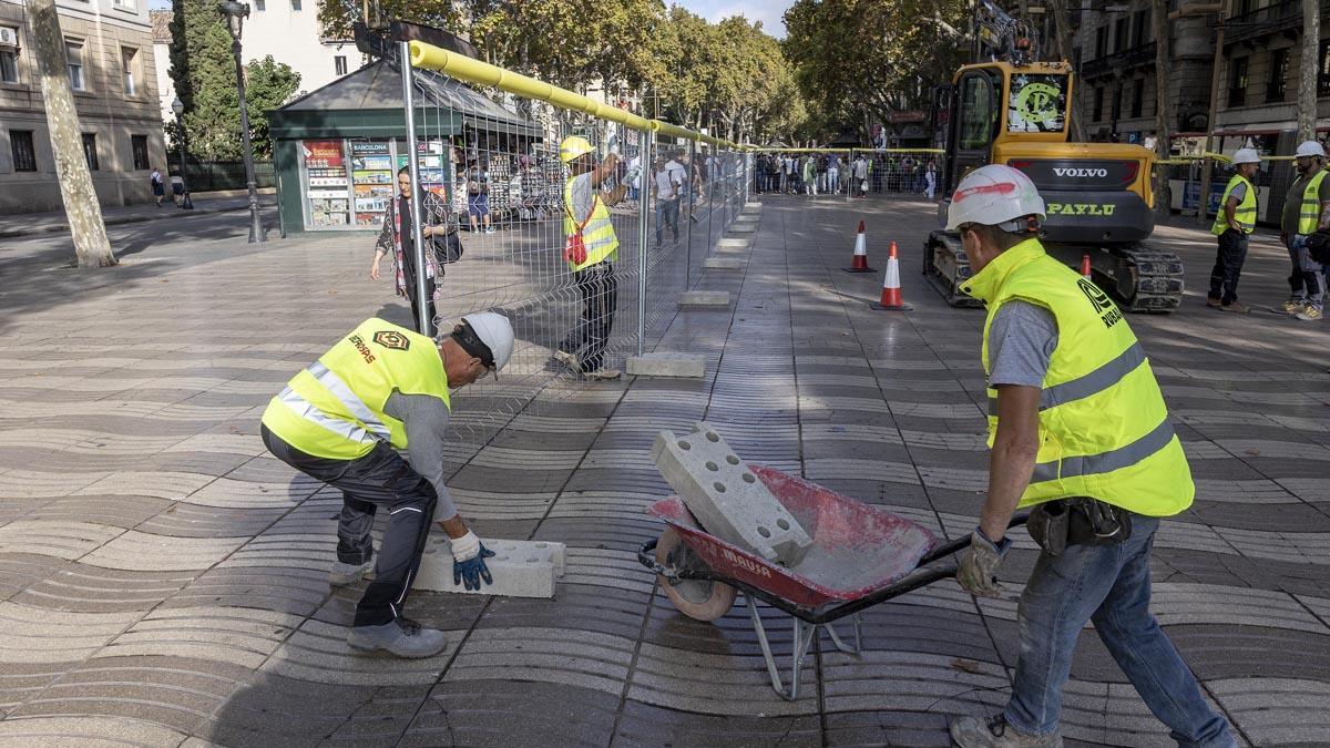 Obras de reforma de la Rambla en su parte más cercana a Colom.