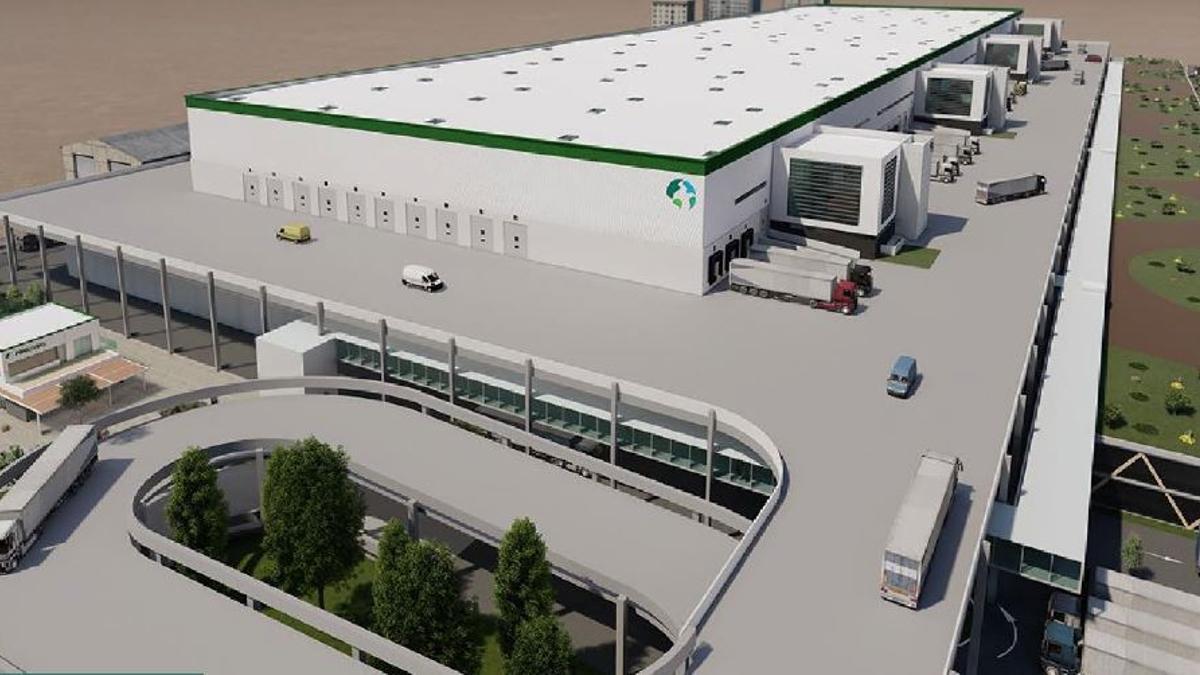 Recreación de la planta logística proyectada por Prologis para terrenos de Nissan en la Zona Franca.