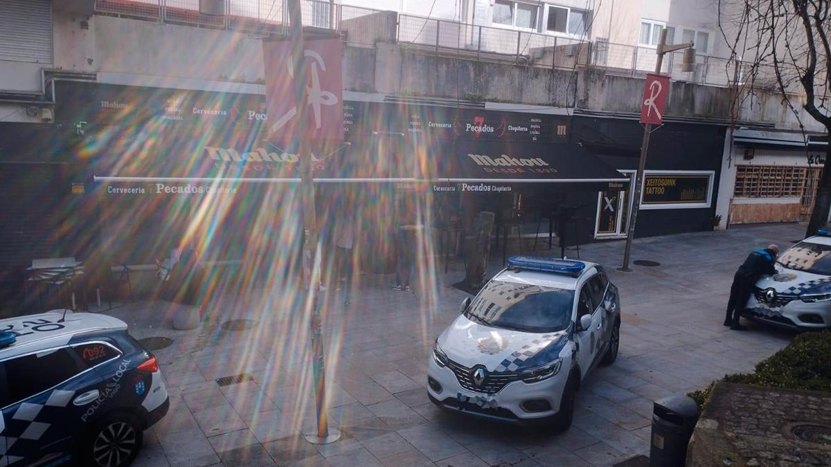 Inspección policial esta mañana en Vigo.