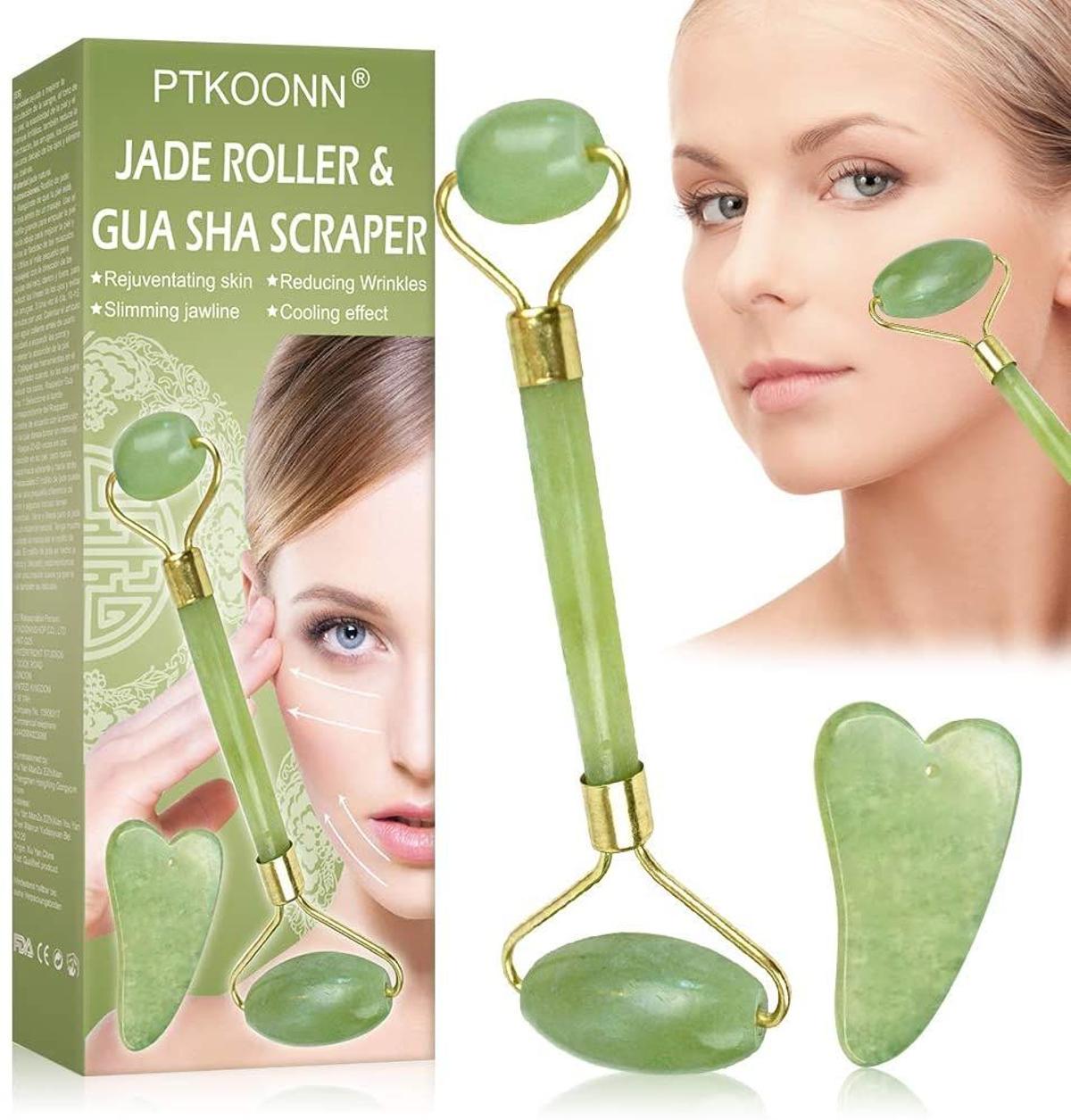 Rodillo de jade para masaje facial en Amazon