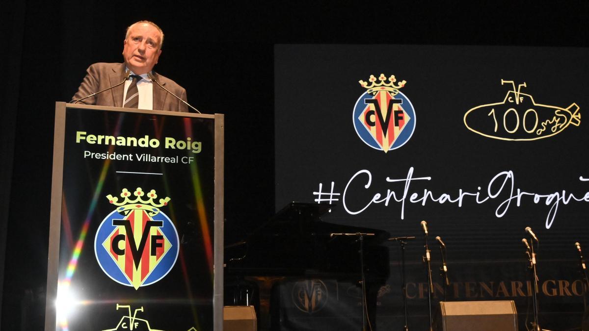 Fernando Roig, presidente del Villarreal, durante la presentación de la Gala del Centenario amarillo.