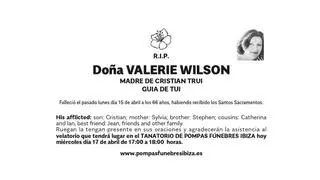 Esquela Valerie Wilson