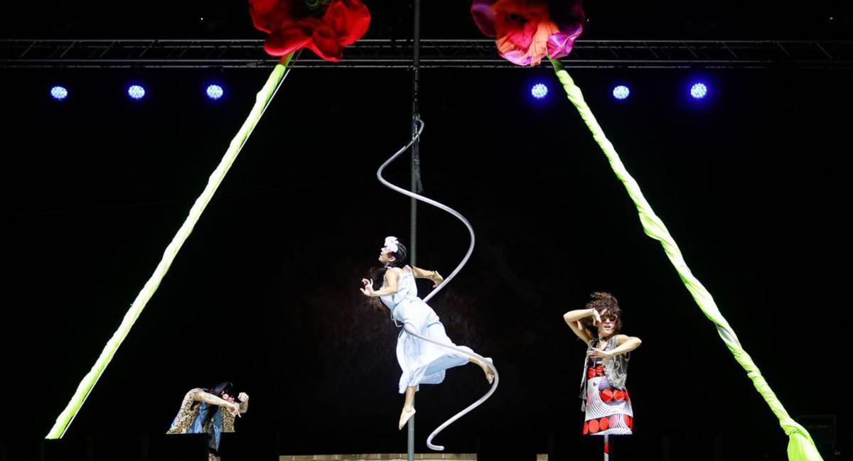 Bailarinas con trajes led que simulan medusas en el último acto. | TONI ESCOBAR