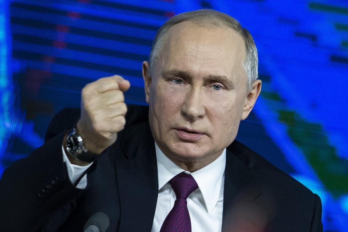 Russian President Vladimir Putin gestures during his annual news conference in Moscow  Russia  Thursday  Dec  20  2018  Putin issued a chilling warning Thursday about the rising threat of a nuclear war  saying  it could lead to the destruction of civilization as a whole and maybe even our planet  a   and putting the blame squarely on the U S   AP Photo Alexander Zemlianichenko