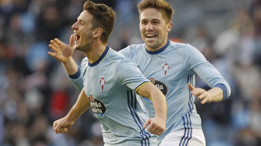 Radoja celebra su primer gol con el Celta // JL