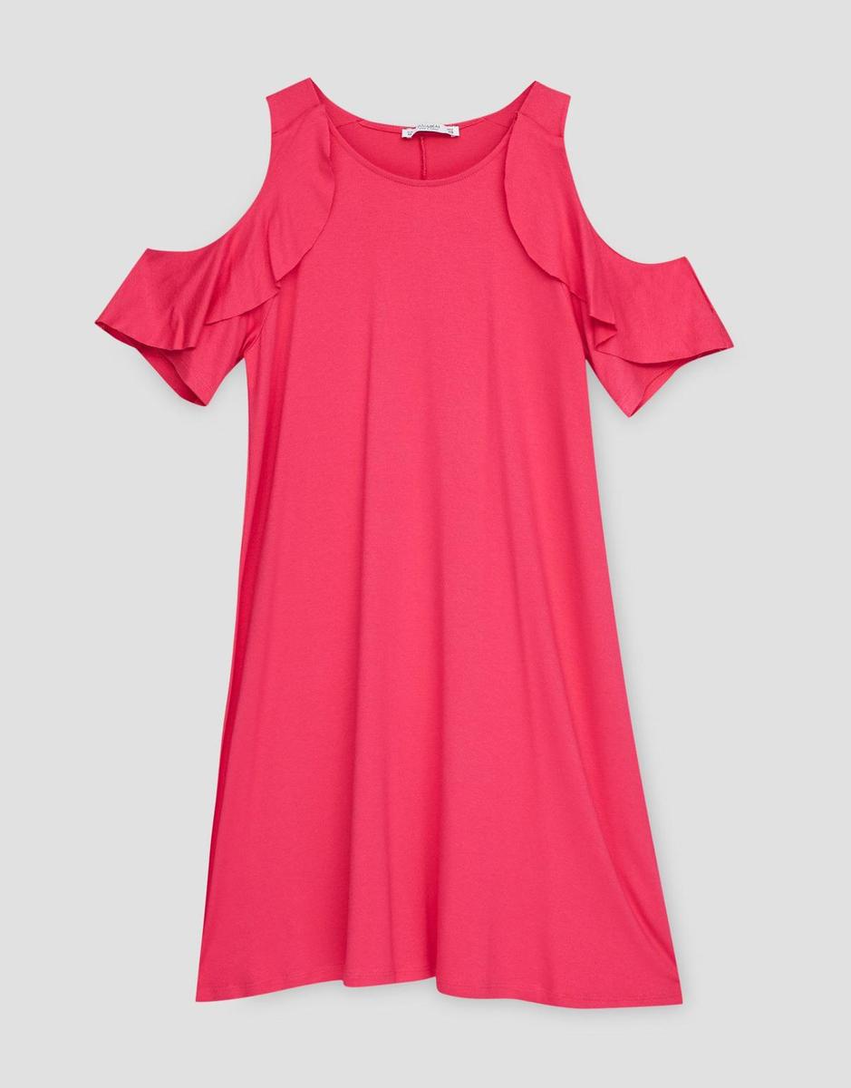 Prendas en rosa y rojo para la primavera: vestido con volantes de Pull &amp; Bear